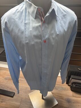 Men's Light Blue Dress Shirt with Contrast Trim